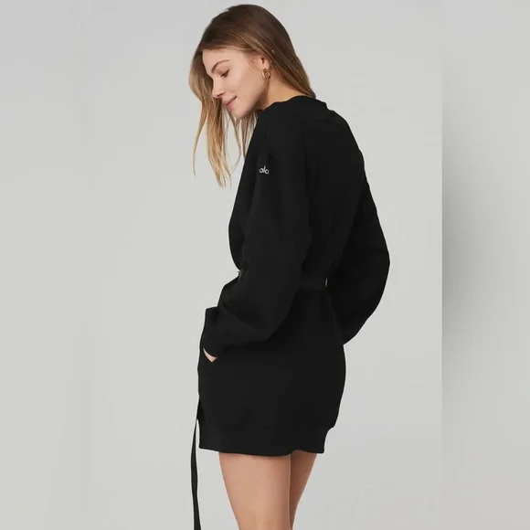 ALO Yoga Cityscape Sweatshirt Dress Black - Picture 4 of 8